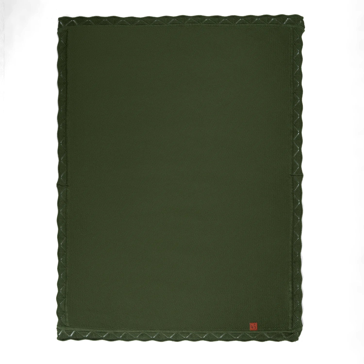 Heirloom Lace Knit Baby Blanket in Forest Green
