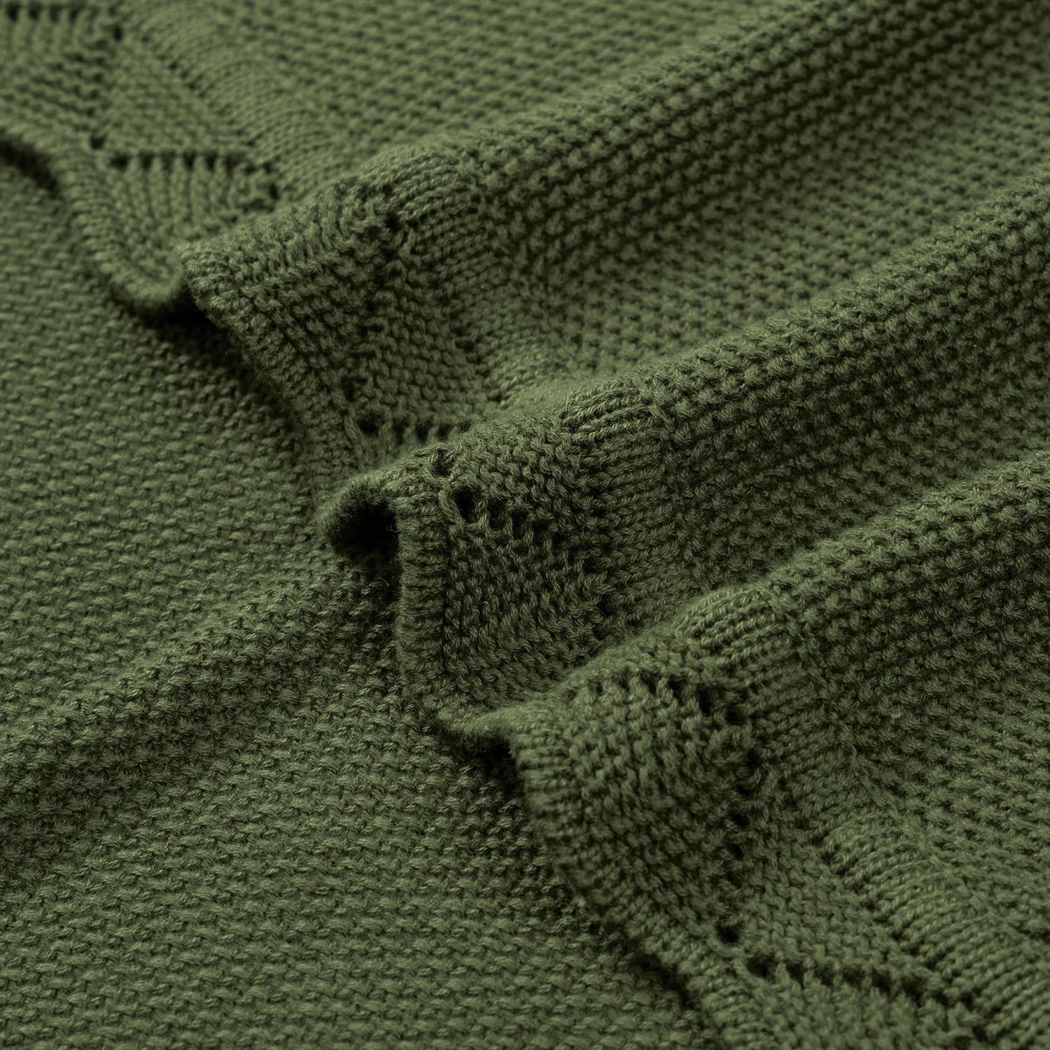 Heirloom Lace Knit Baby Blanket in Forest Green