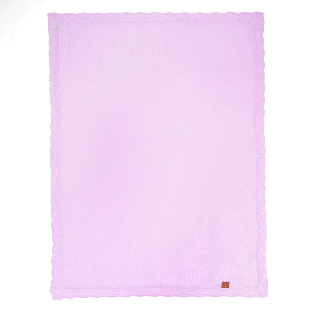 Heirloom Lace Knit Baby Blanket in Lilac