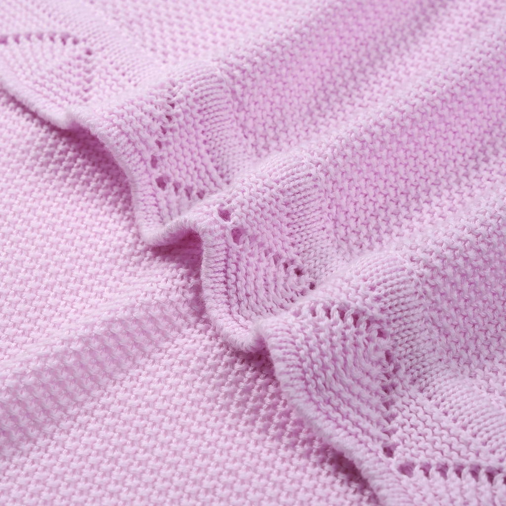 Heirloom Lace Knit Baby Blanket in Lilac