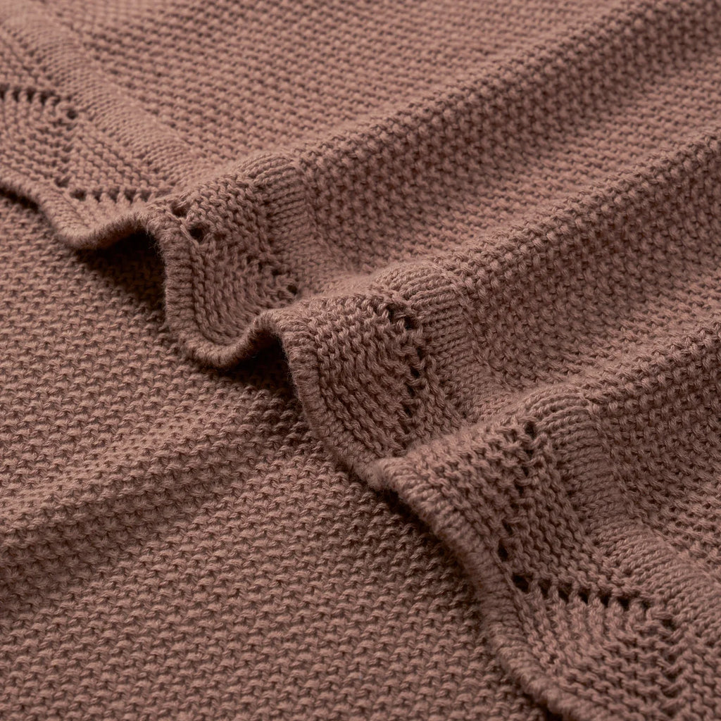 Heirloom Lace Knit Baby Blanket in Mocha