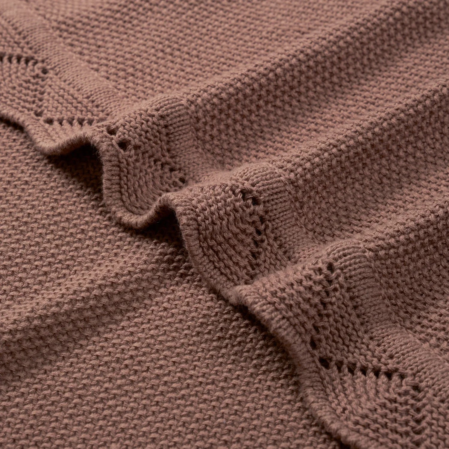 Heirloom Lace Knit Baby Blanket in Mocha