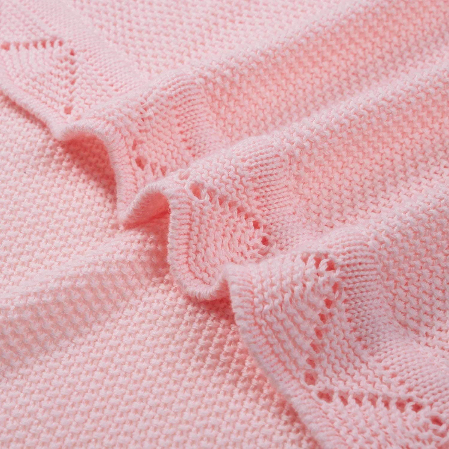 Heirloom Lace Knit Baby Blanket in Pink