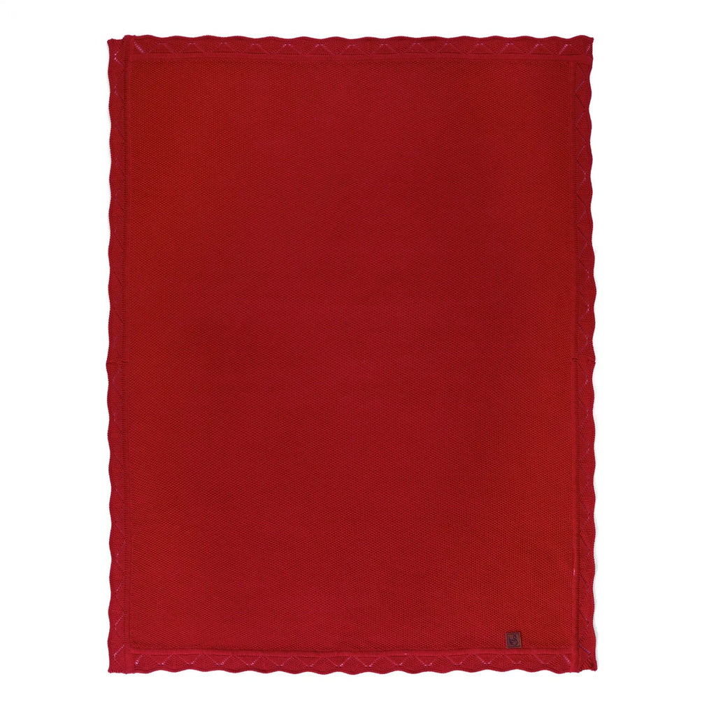 Heirloom Lace Knit Baby Blanket in Red Xmas