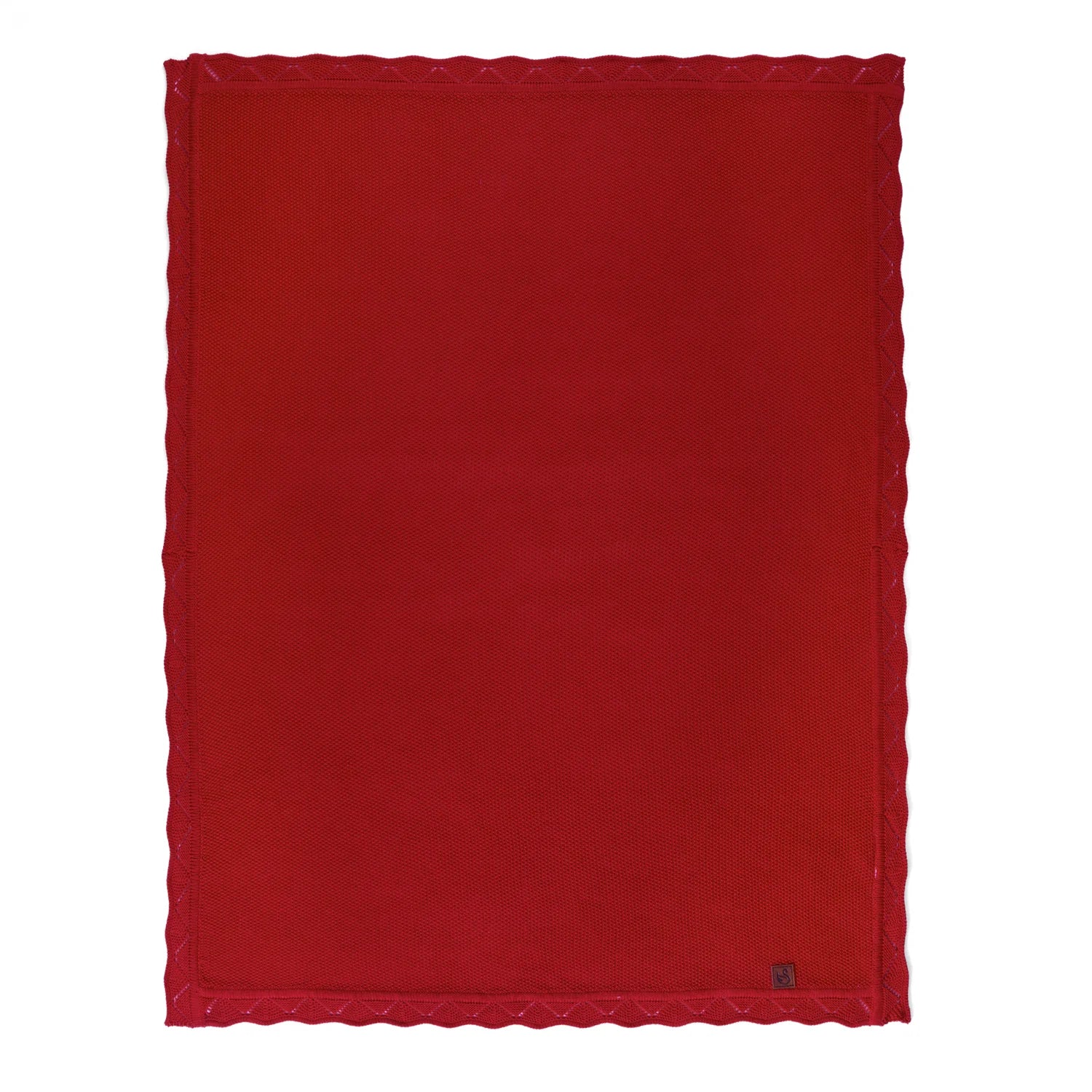 Heirloom Lace Knit Baby Blanket in Red Xmas