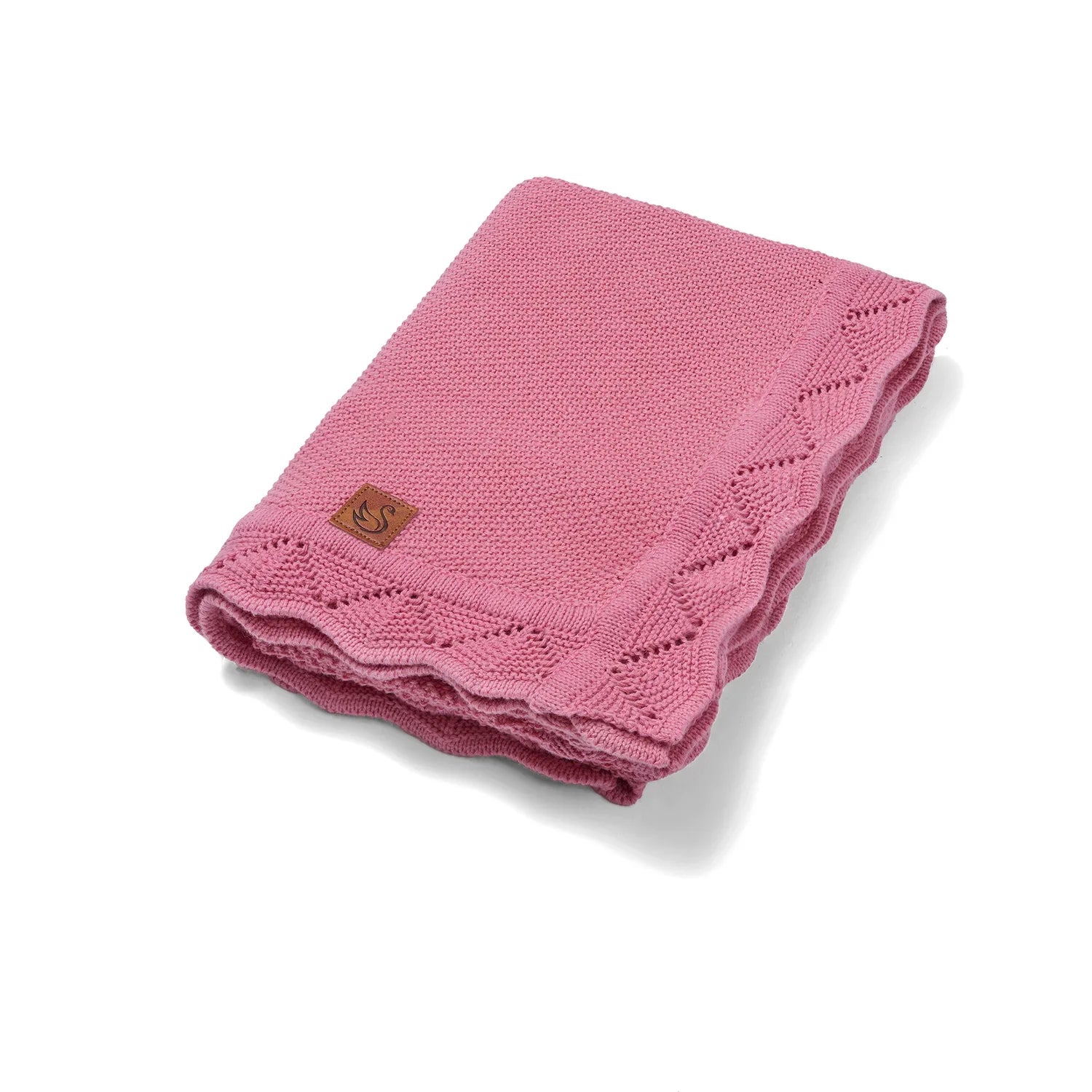 Heirloom Lace Knit Baby Blanket in Rose Pink
