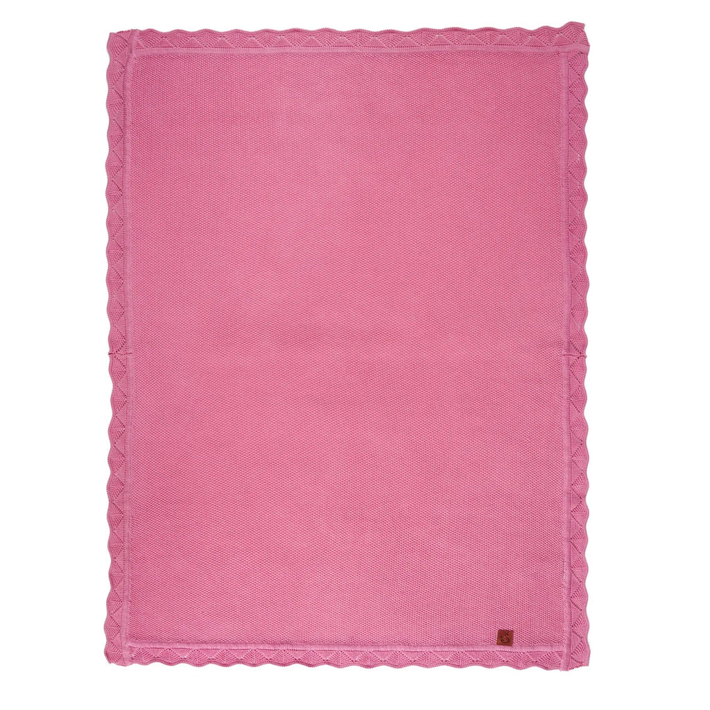 Heirloom Lace Knit Baby Blanket in Rose Pink