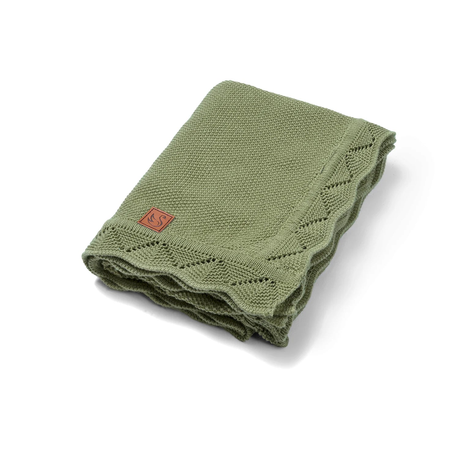 Heirloom Lace Knit Baby Blanket in Sage Green