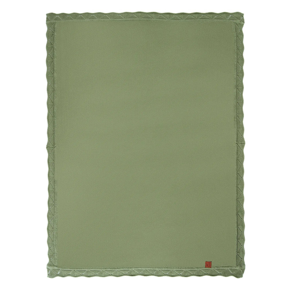 Heirloom Lace Knit Baby Blanket in Sage Green