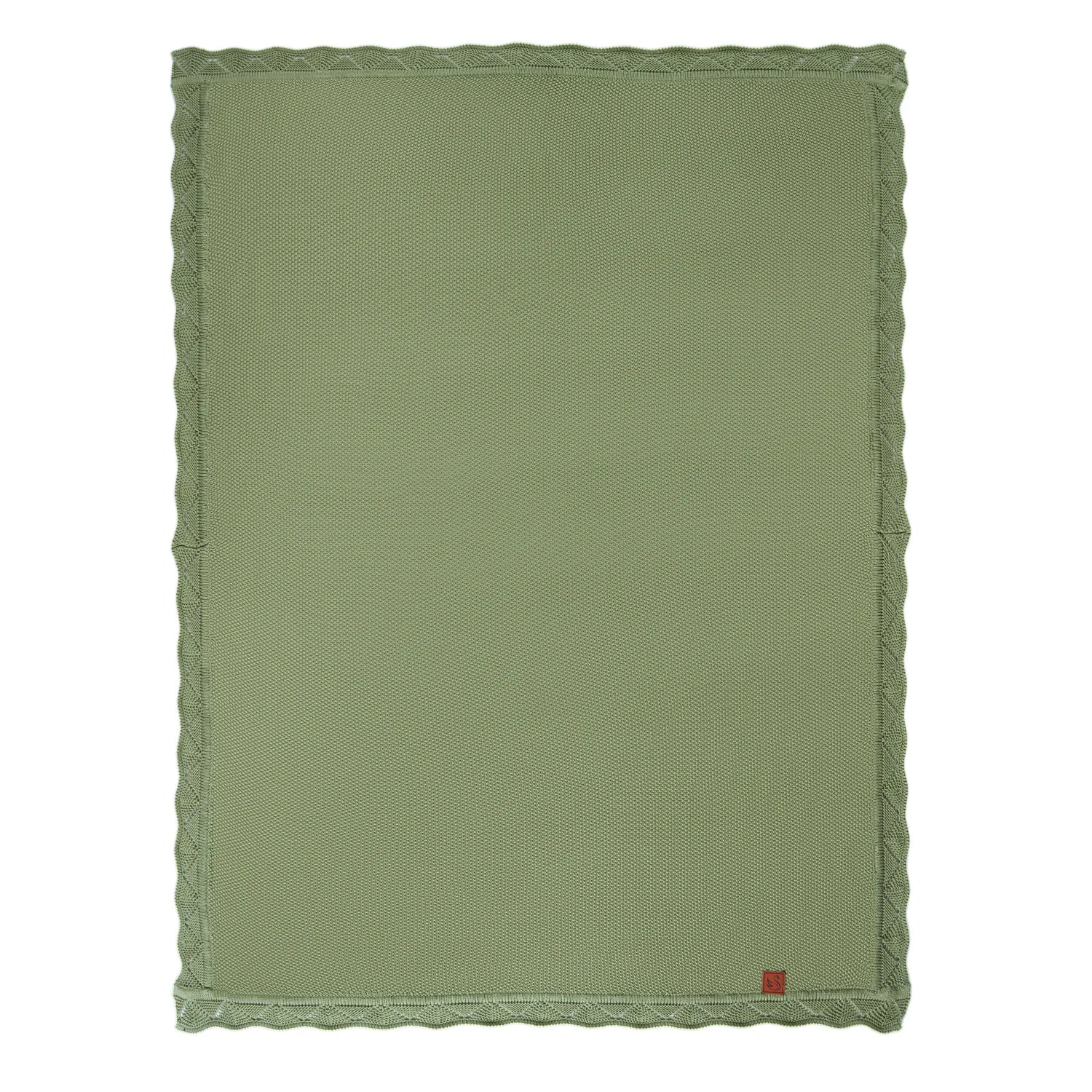 Heirloom Lace Knit Baby Blanket in Sage Green