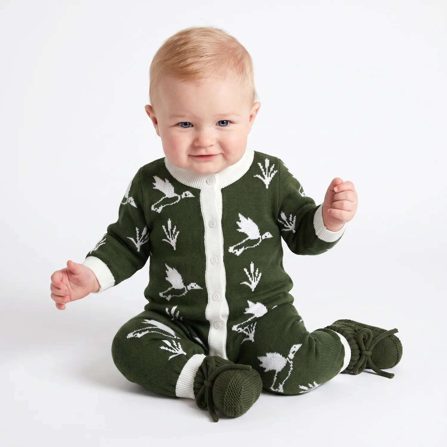 Mallard Duck Baby Knit Button Romper