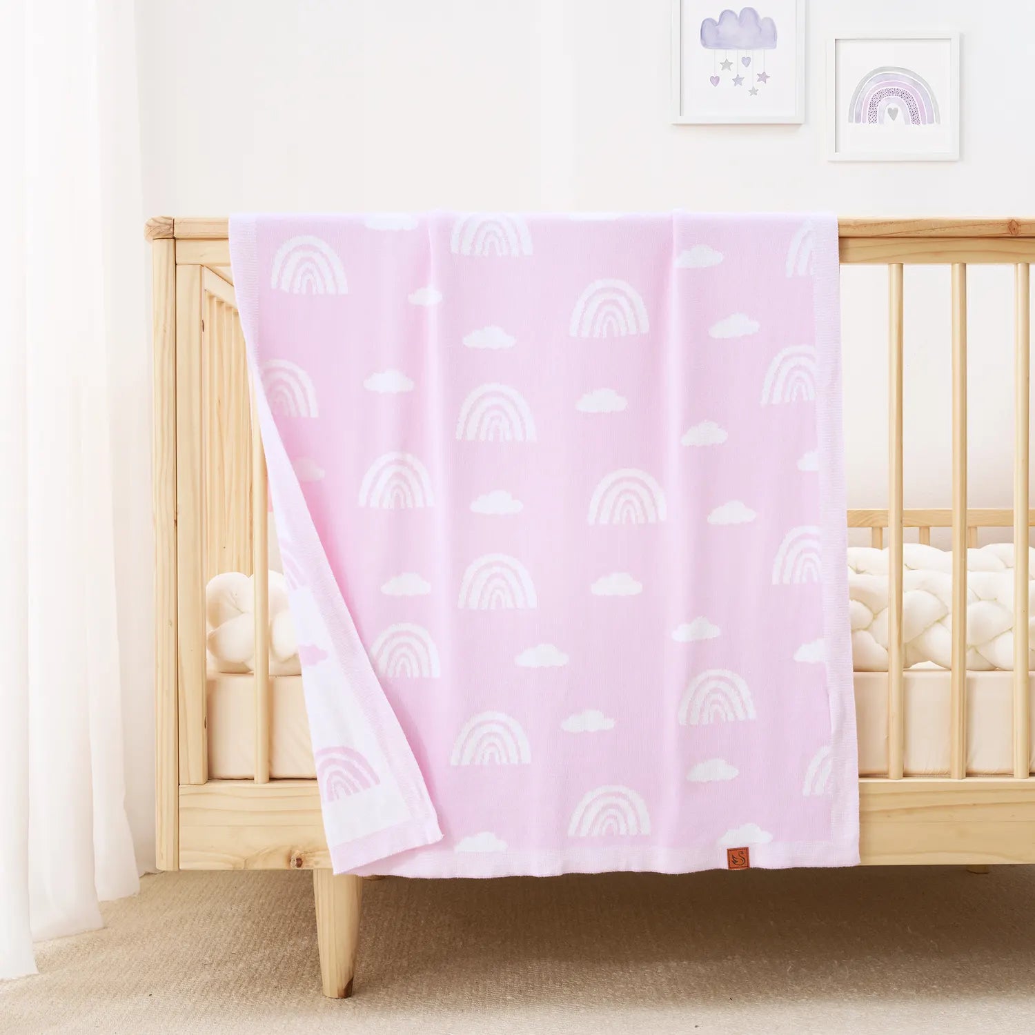 Rainbow Lilac Jacquard Knit Baby Blanket