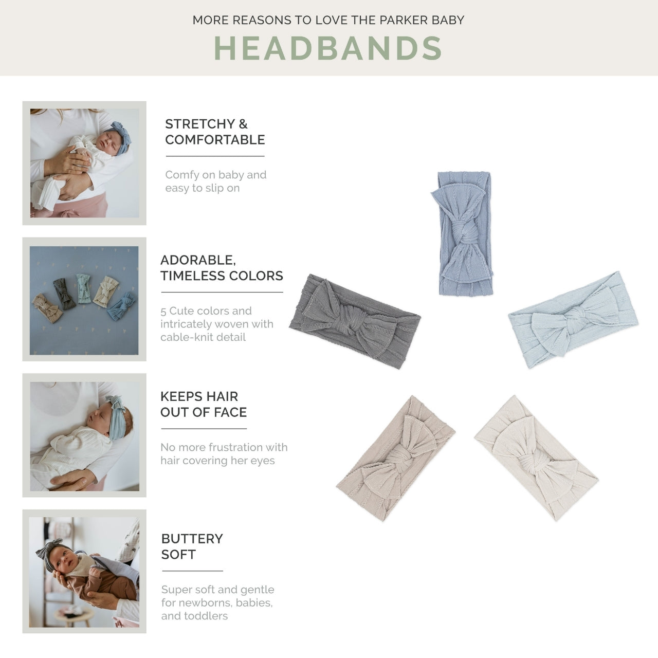 Stormy Set - Cable Knit Knotted Headbands - 5 Pack