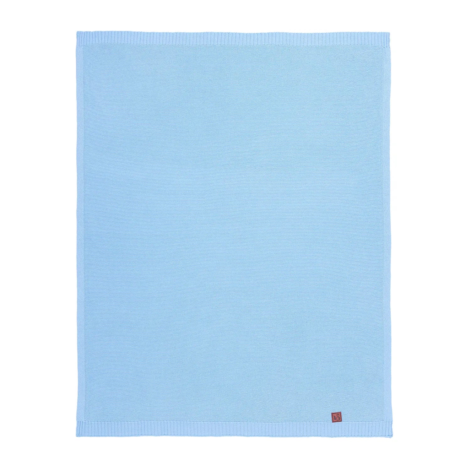 Classic Knit Cotton Baby Blanket in Baby Blue