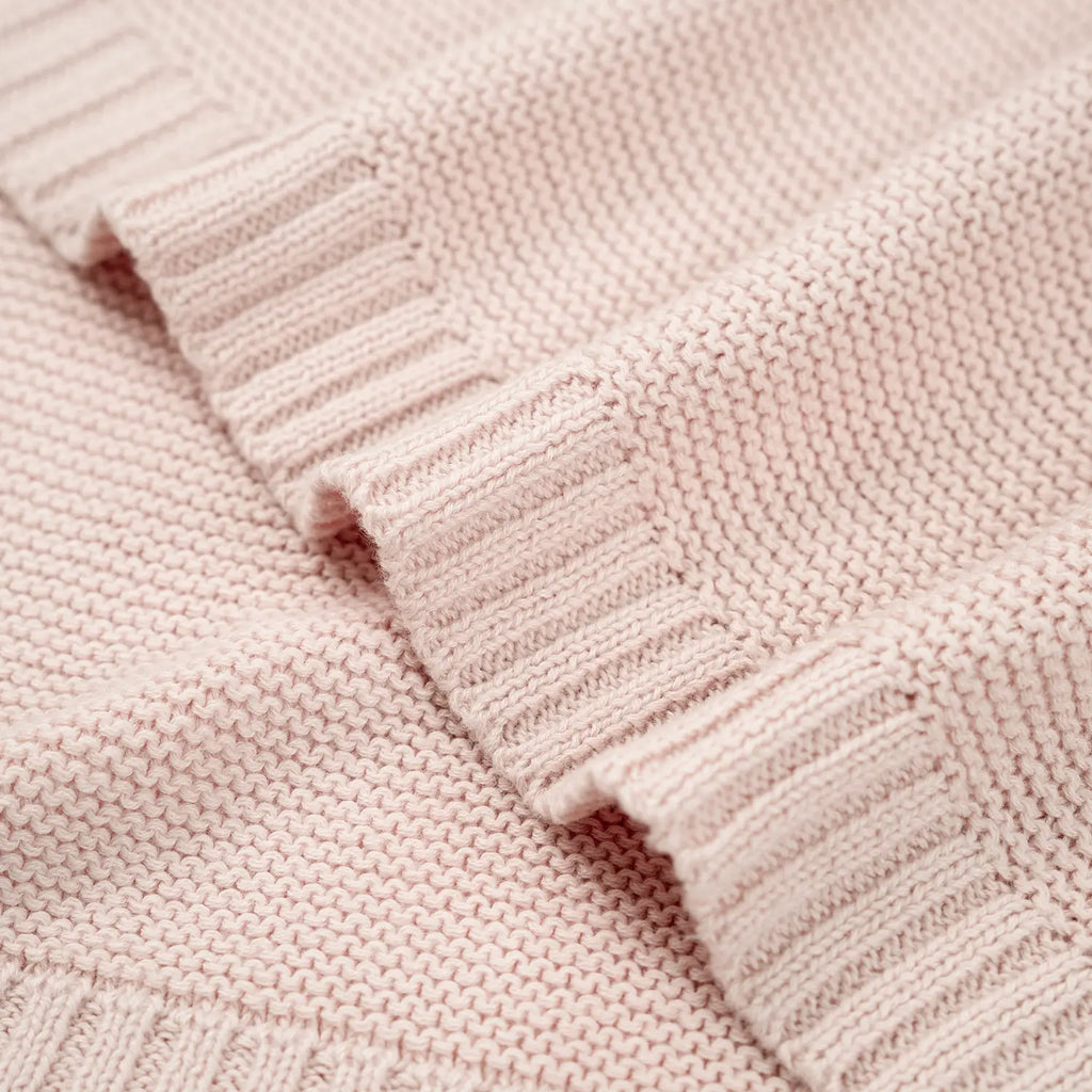 Classic Knit Cotton Baby Blanket in Beige