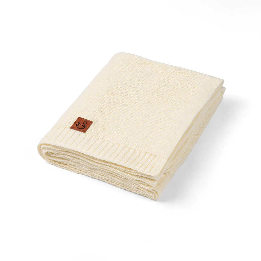 Classic Knit Cotton Baby Blanket in Cream