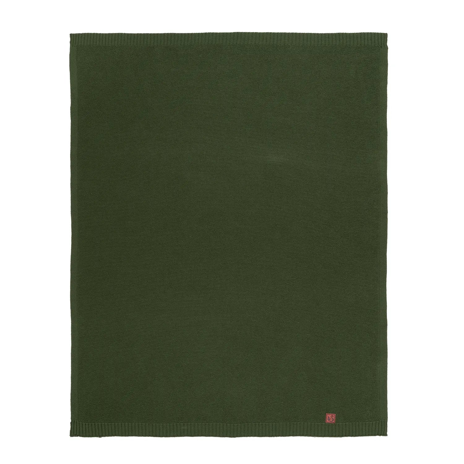 Classic Knit Cotton Baby Blanket in Forest Green