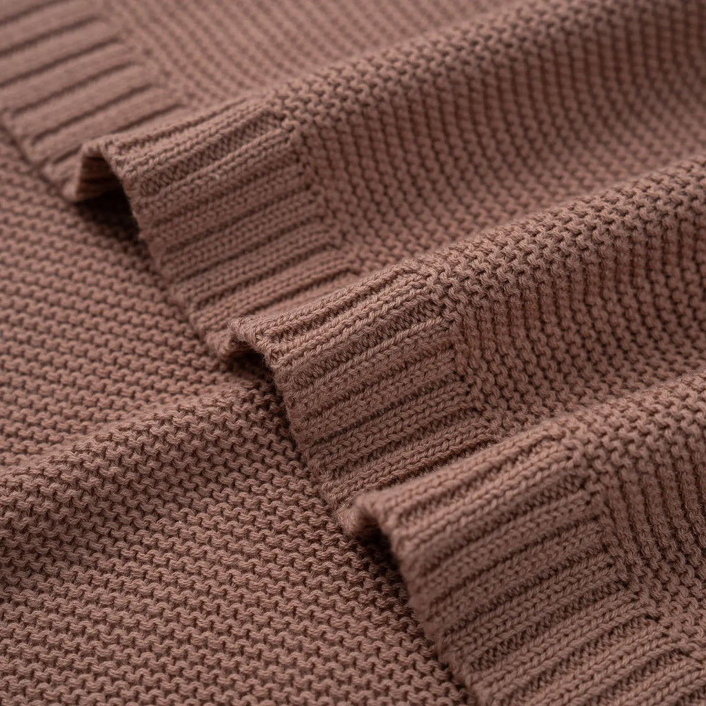 Classic Knit Cotton Baby Blanket in Mocha