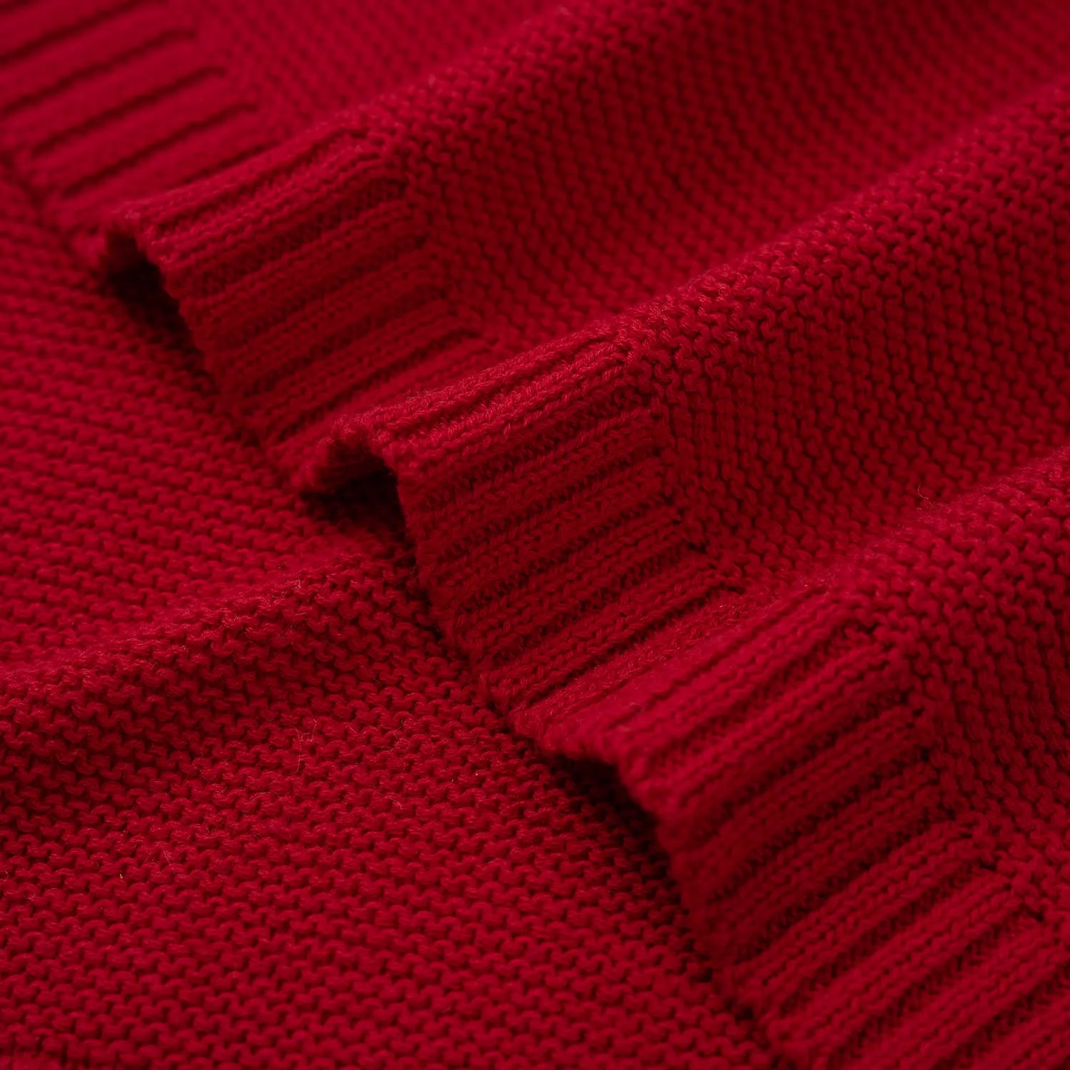 Classic Knit Cotton Baby Blanket in Red Xmas