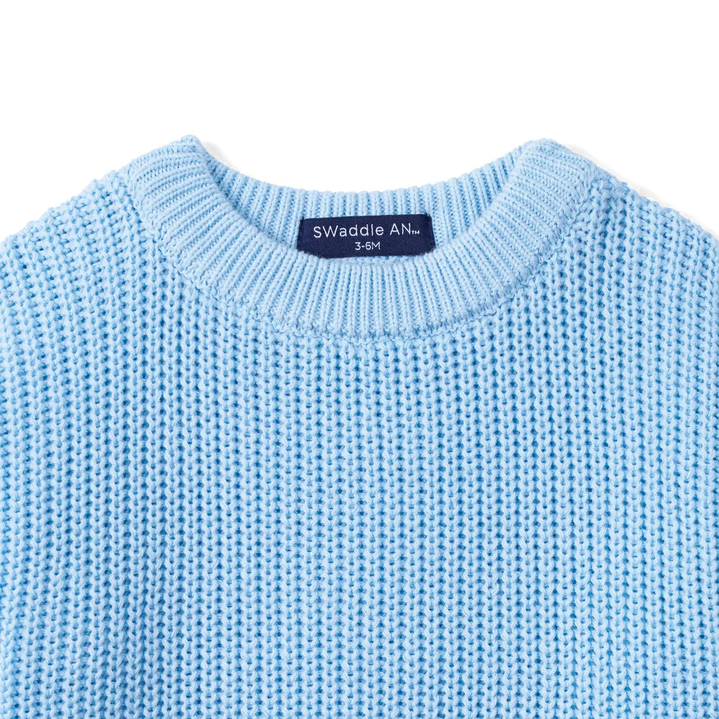 Classic Chunky Knit Baby Romper in Baby Blue