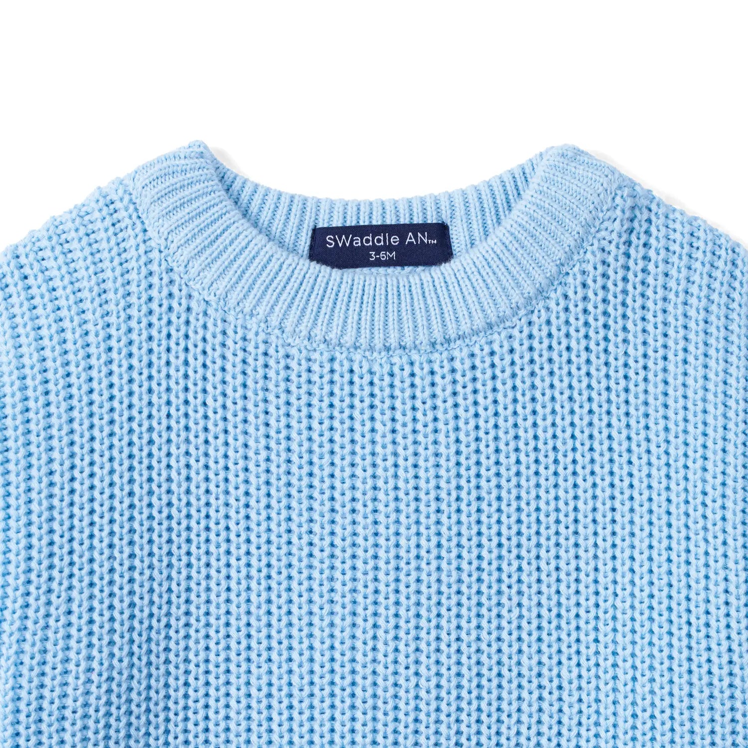 Classic Chunky Knit Baby Romper in Baby Blue