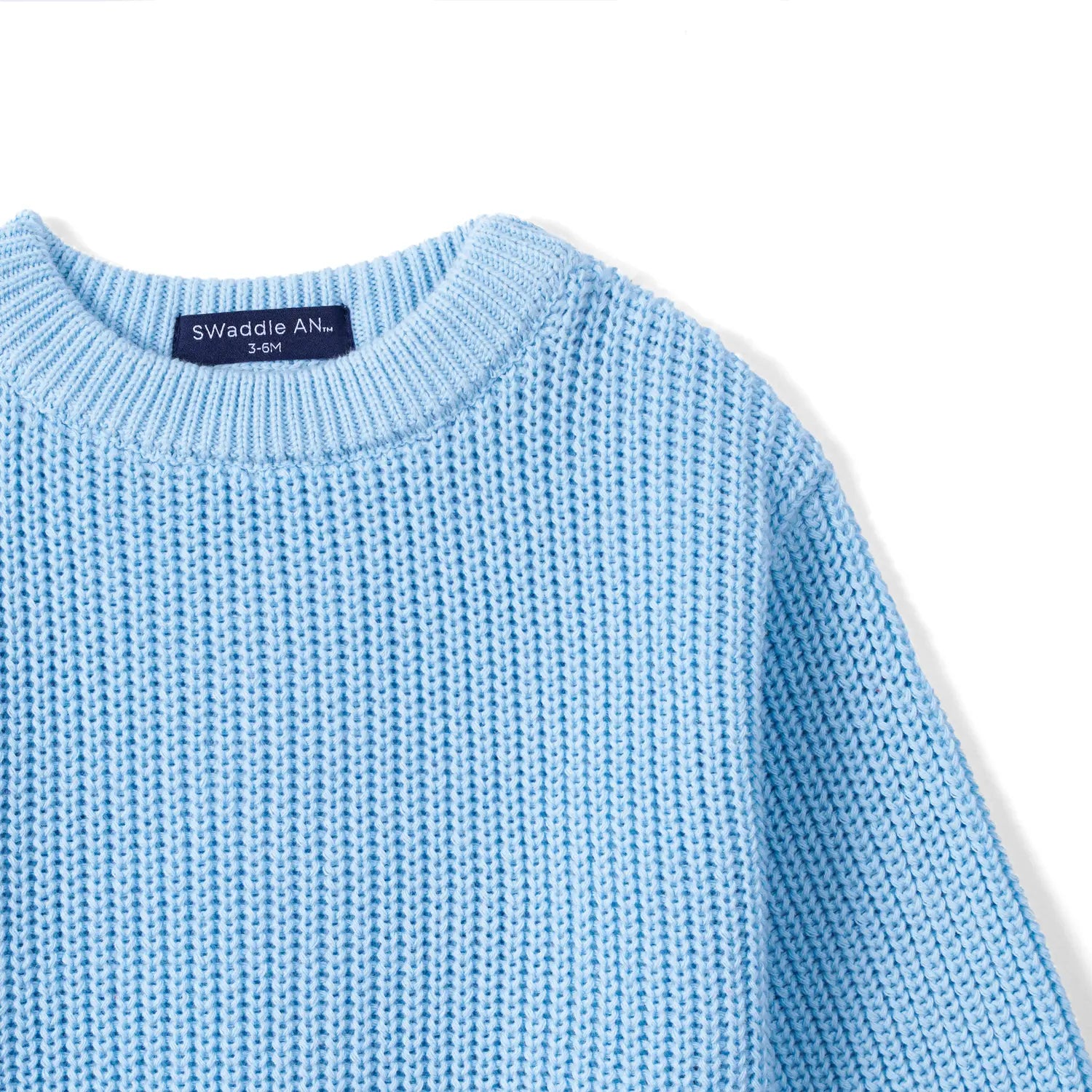 Classic Chunky Knit Baby Romper in Baby Blue