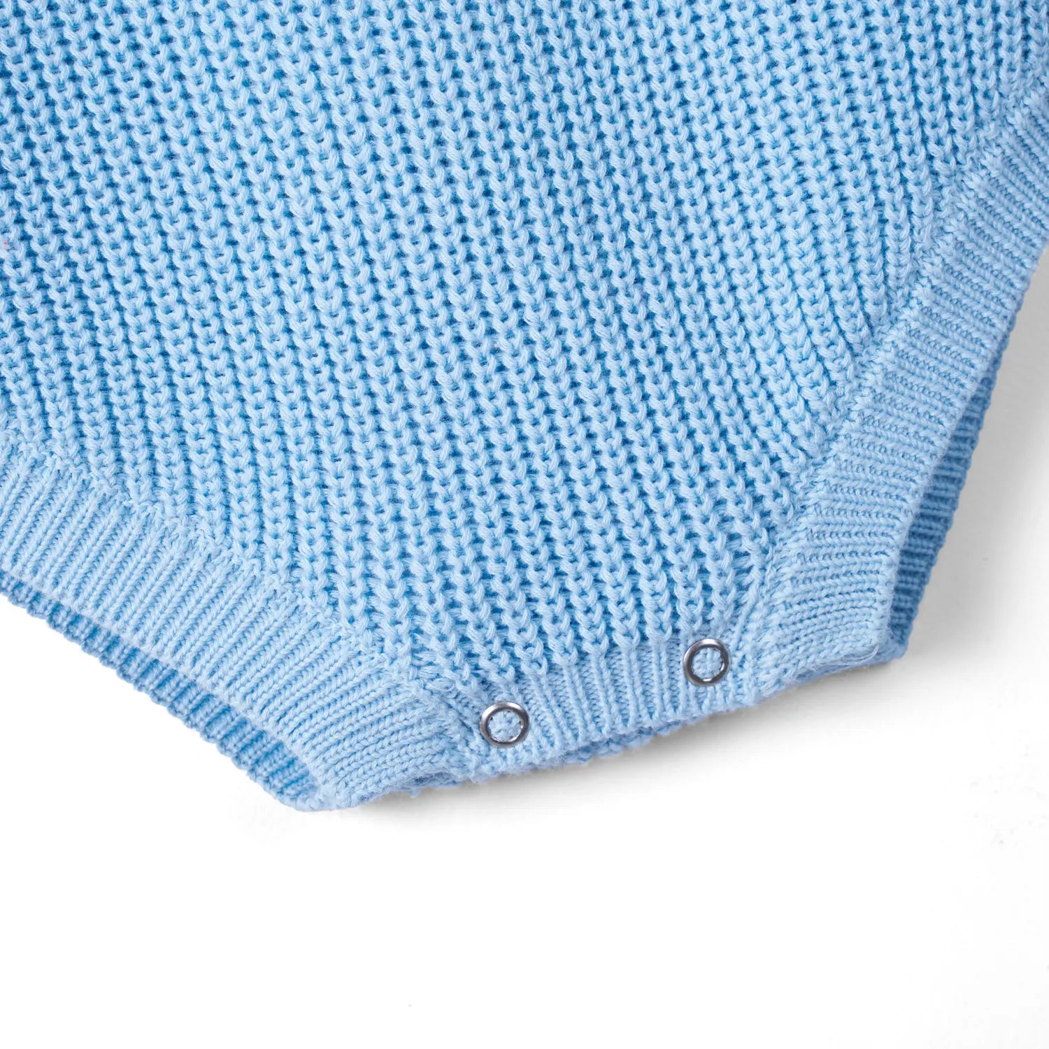 Classic Chunky Knit Baby Romper in Baby Blue