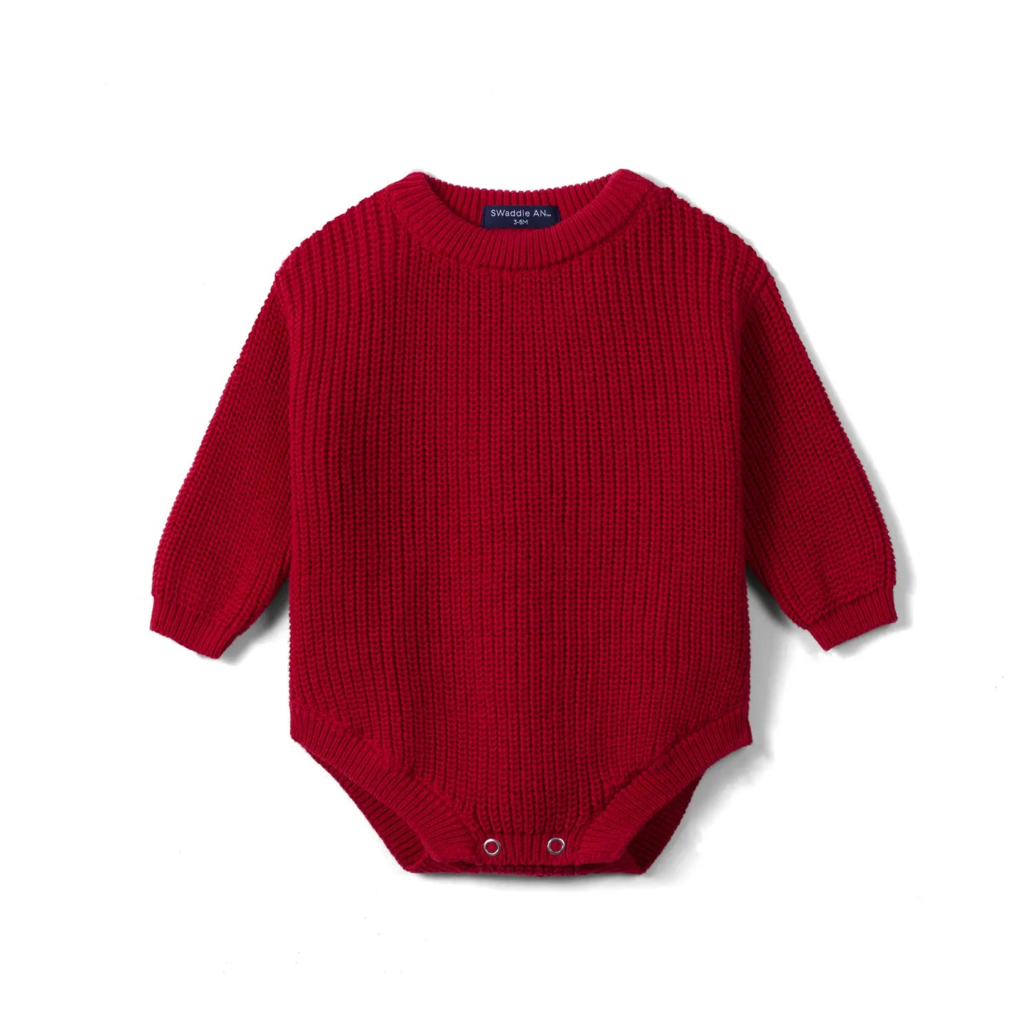 Classic Chunky Knit Baby Romper in Red Xmas