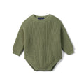 Classic Chunky Knit Baby Romper in Sage Green