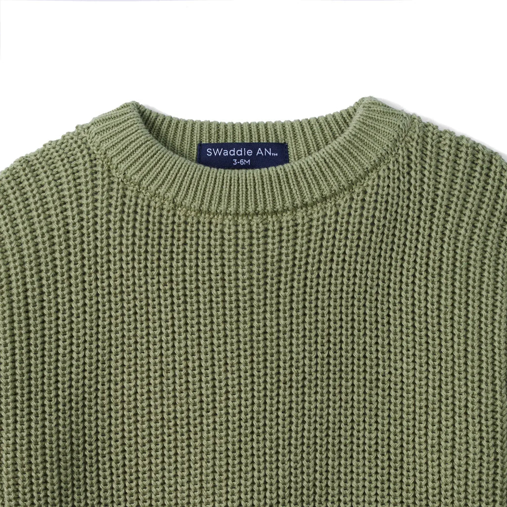 Classic Chunky Knit Baby Romper in Sage Green