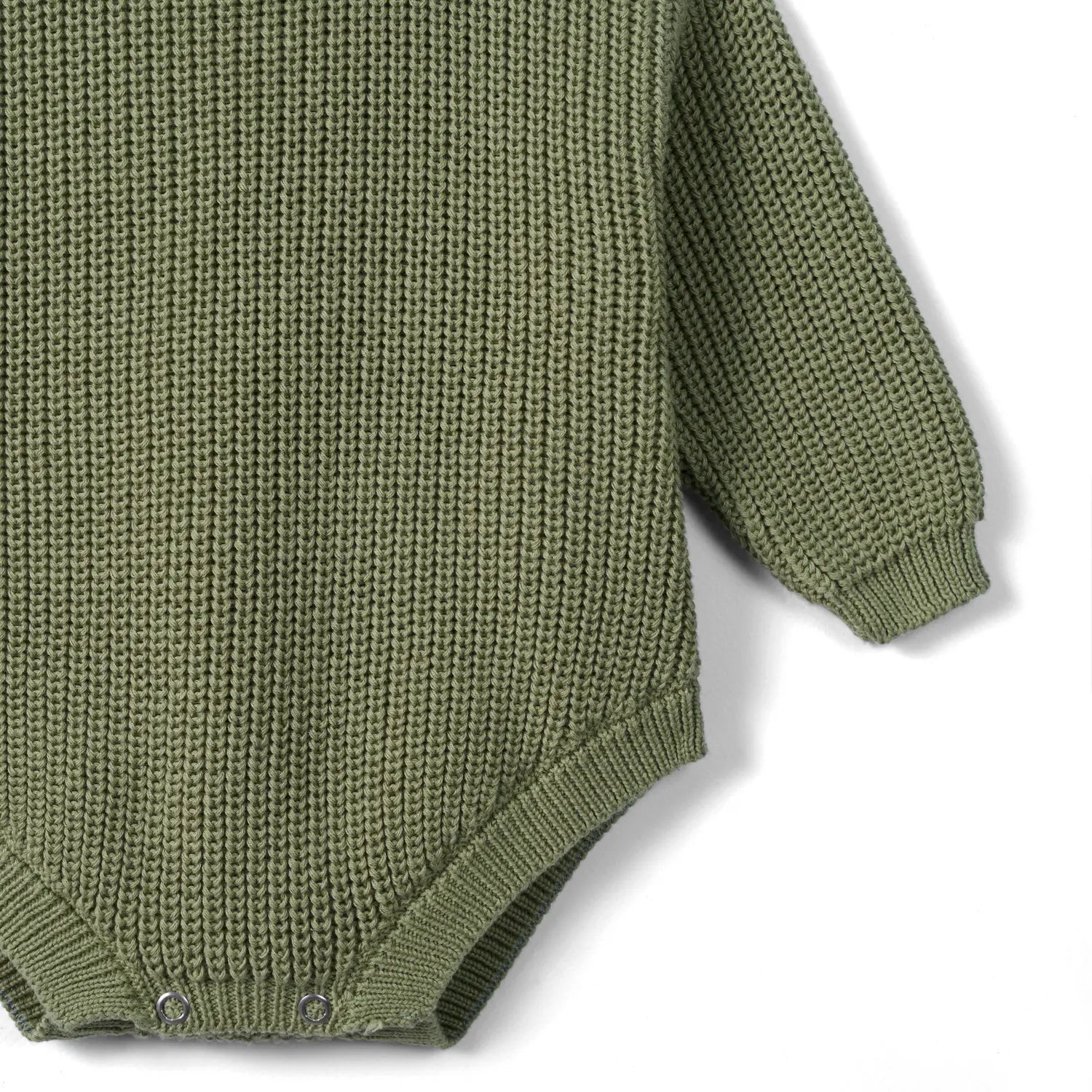 Classic Chunky Knit Baby Romper in Sage Green