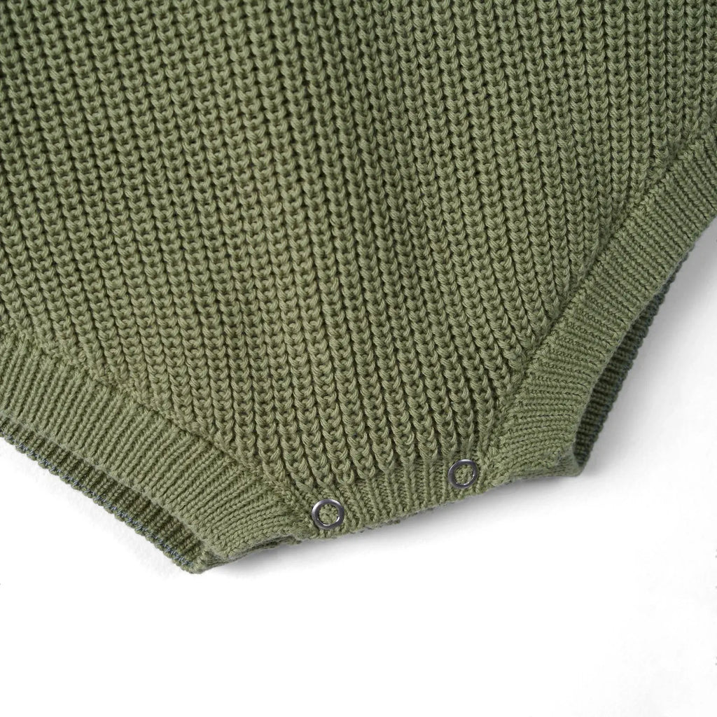 Classic Chunky Knit Baby Romper in Sage Green