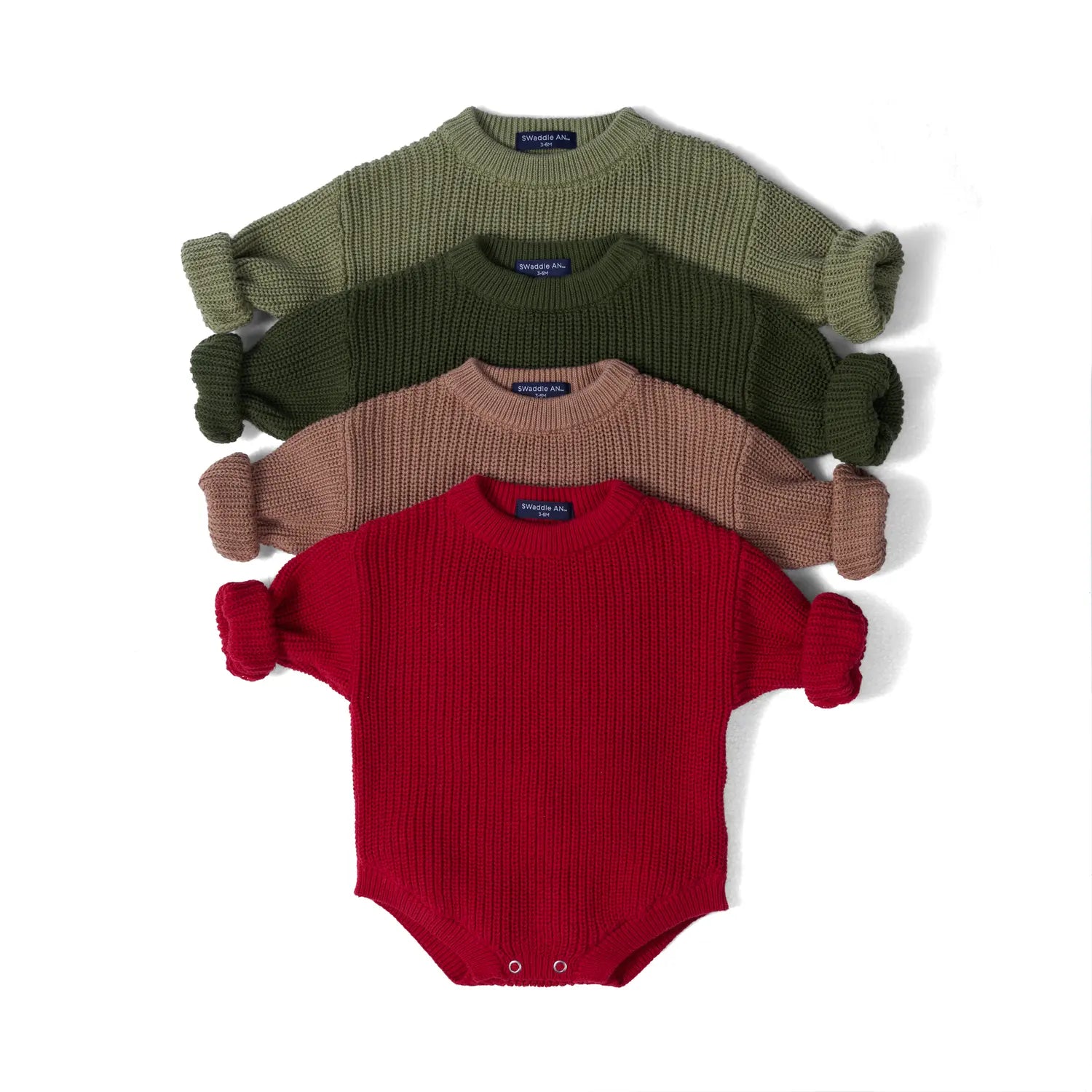 Classic Chunky Knit Baby Romper in Red Xmas