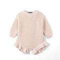 Ruffle Chunky Knit Baby Romper in Beige