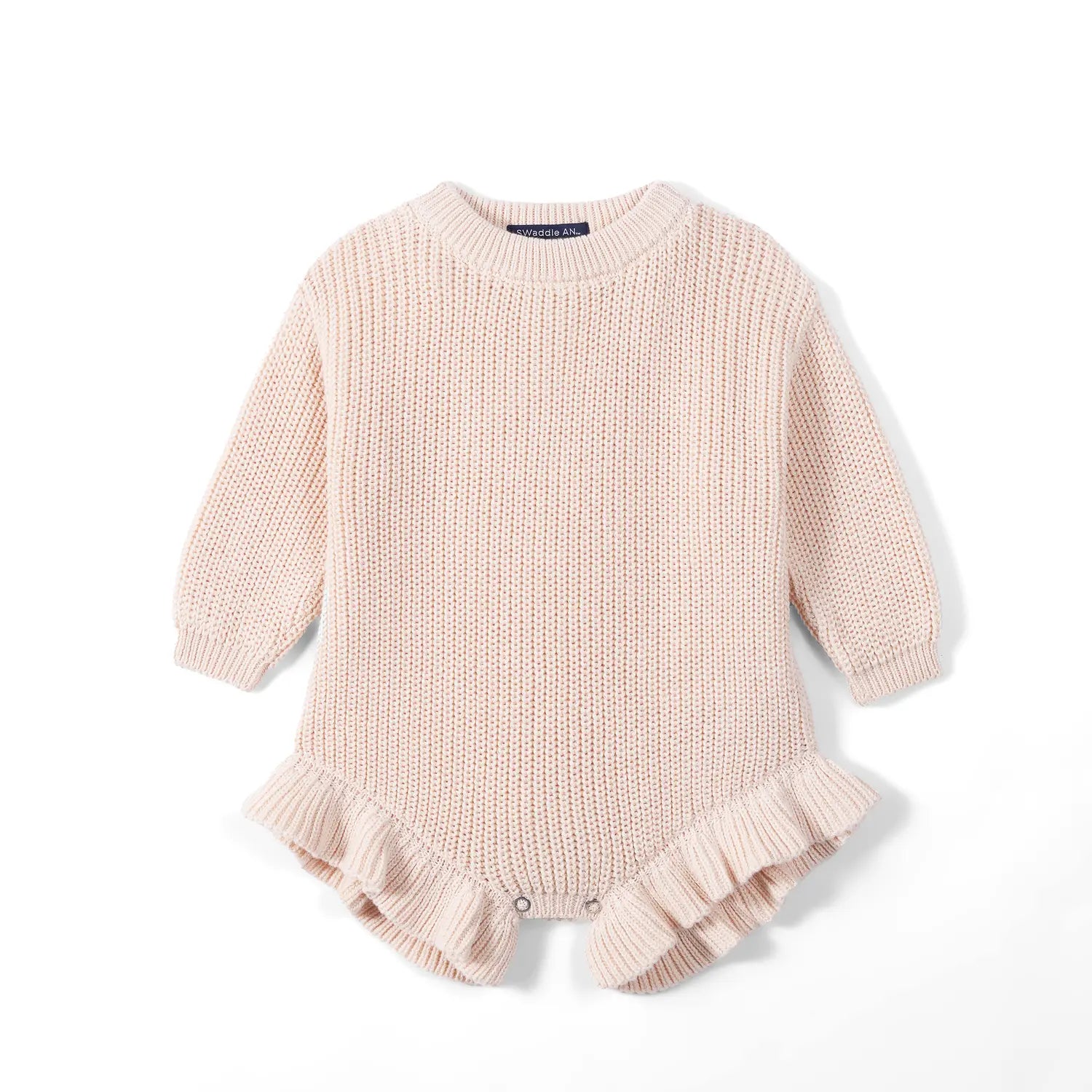 Ruffle Chunky Knit Baby Romper in Beige
