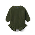 Ruffle Chunky Knit Baby Romper in Forest Green