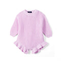 Ruffle Chunky Knit Baby Romper in Lilac