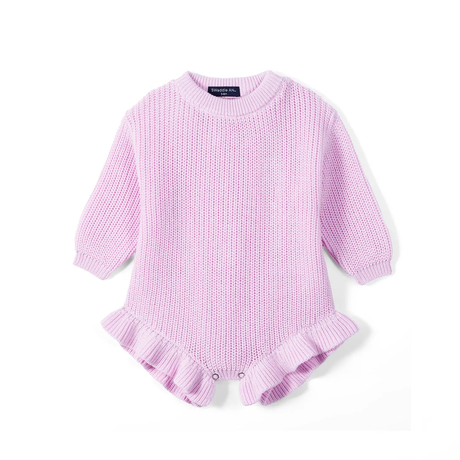 Ruffle Chunky Knit Baby Romper in Lilac