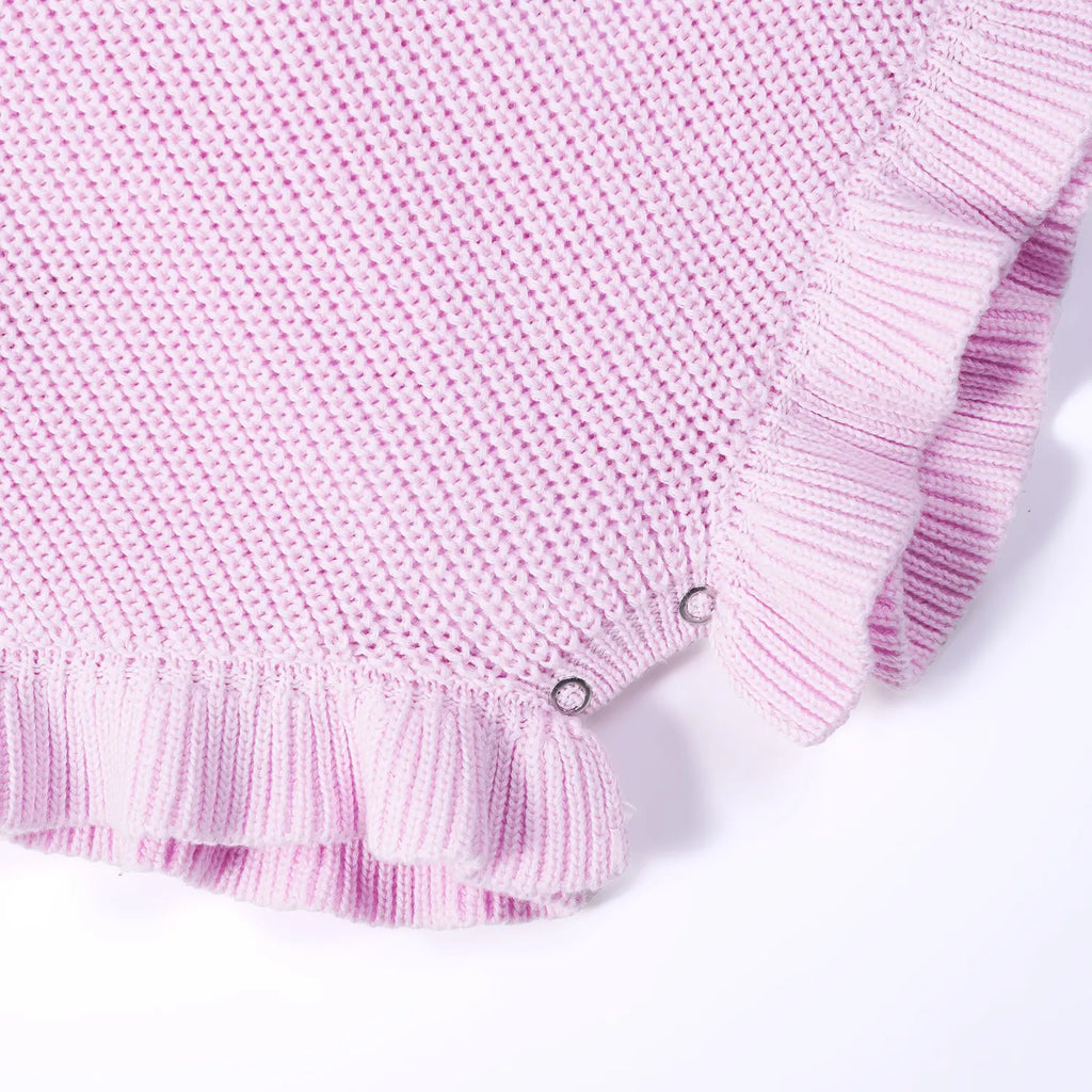 Ruffle Chunky Knit Baby Romper in Lilac