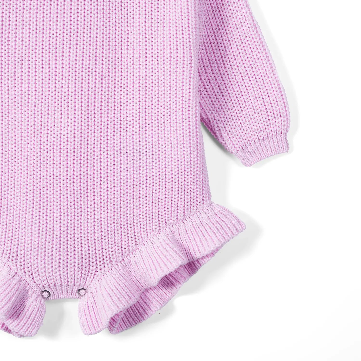 Ruffle Chunky Knit Baby Romper in Lilac