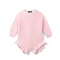 Ruffle Chunky Knit Baby Romper in Pink