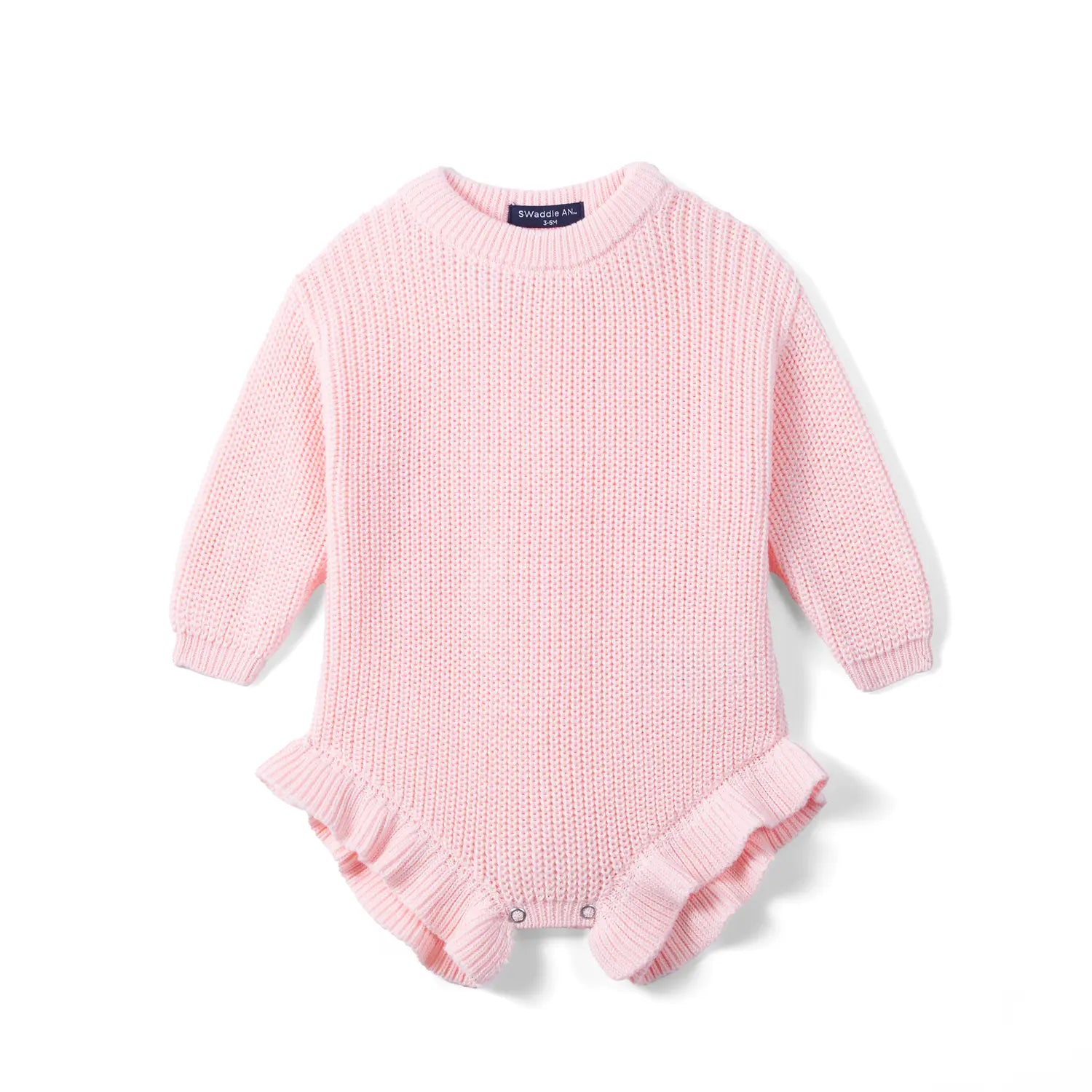 Ruffle Chunky Knit Baby Romper in Pink