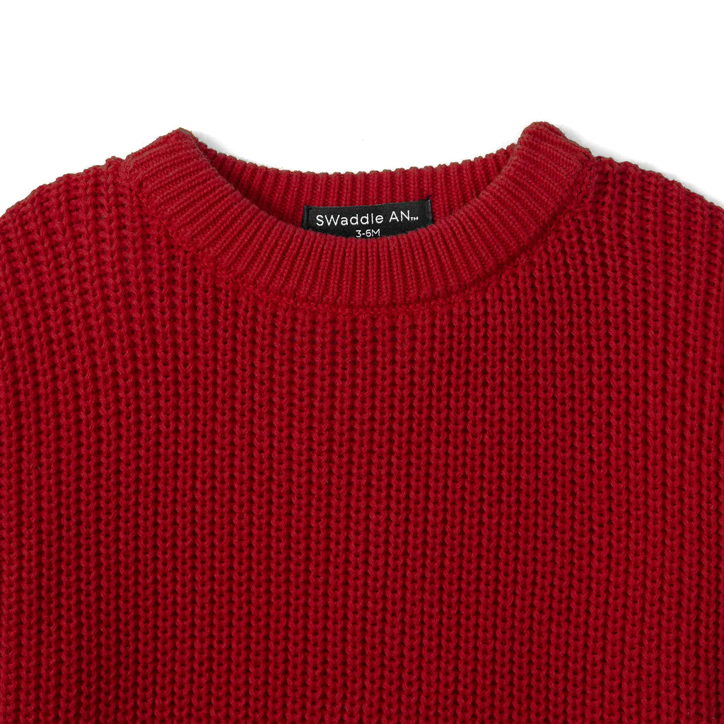 Ruffle Chunky Knit Baby Romper in Red Xmas