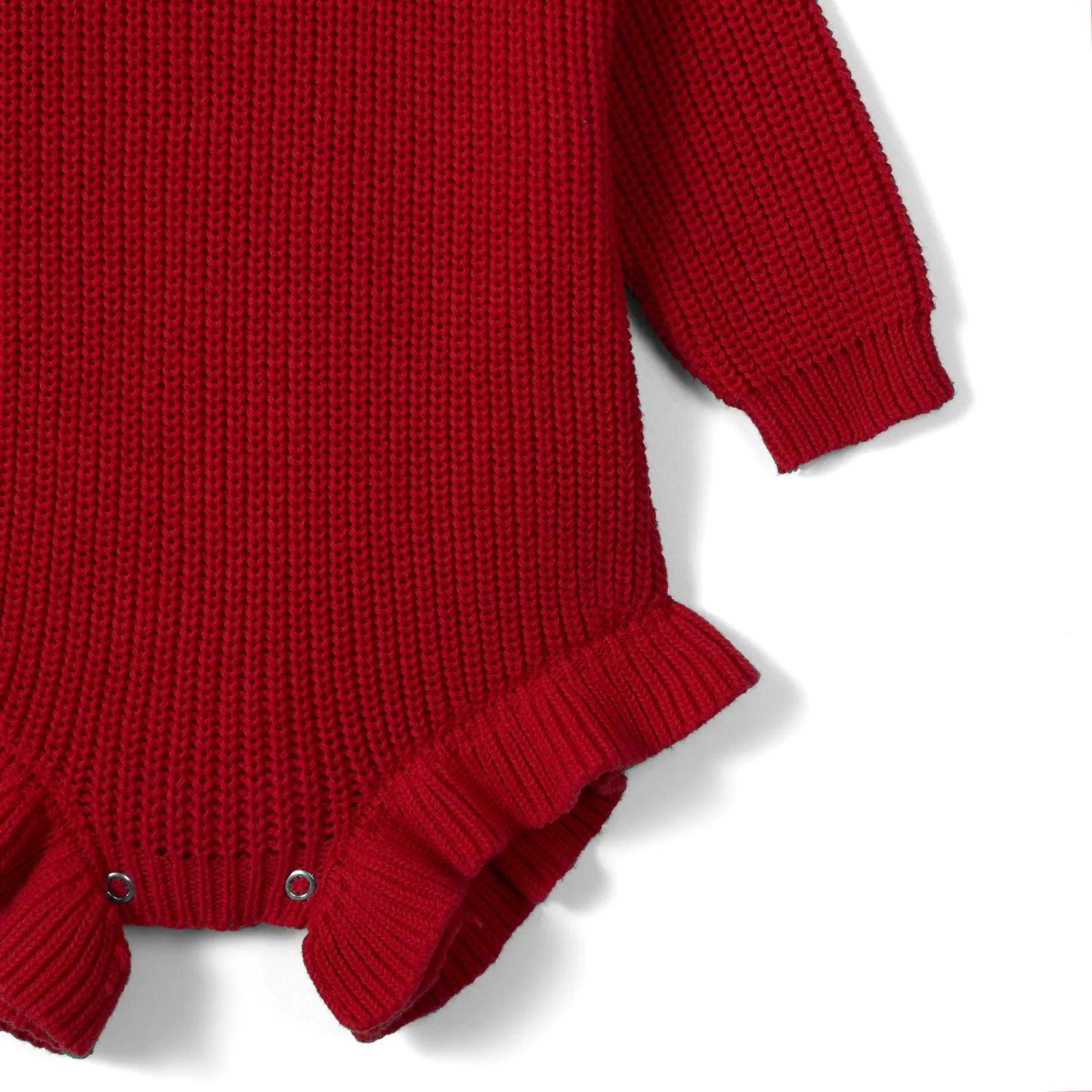Ruffle Chunky Knit Baby Romper in Red Xmas