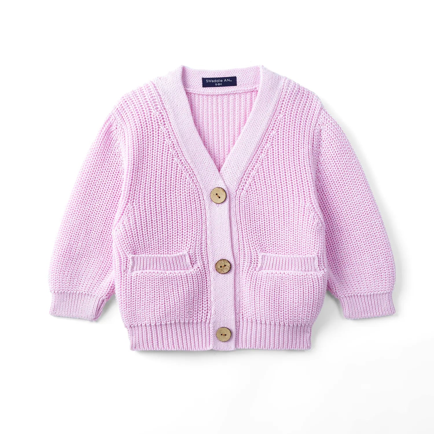 Classic Cardigan with Pockets in Lilac