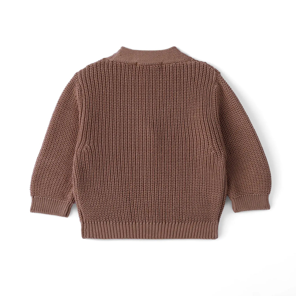 Classic Cardigan with Pockets in Mocha