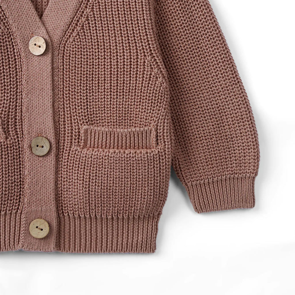 Classic Cardigan with Pockets in Mocha