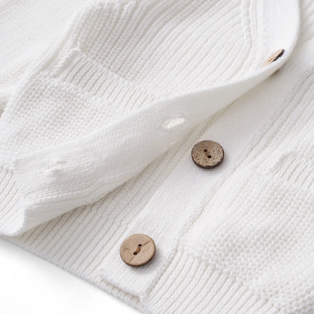 Classic Cardigan with Pockets in White