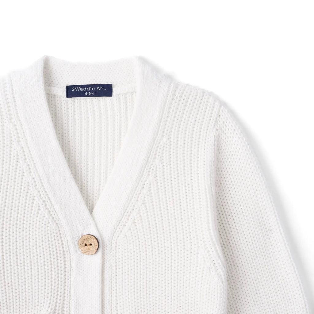 Classic Cardigan with Pockets in White