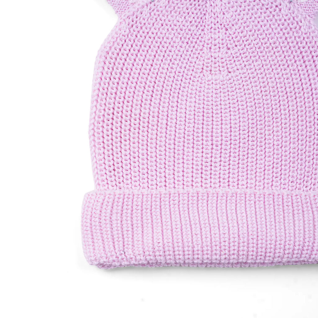 Bunny Ear Knit Beanie in Lilac